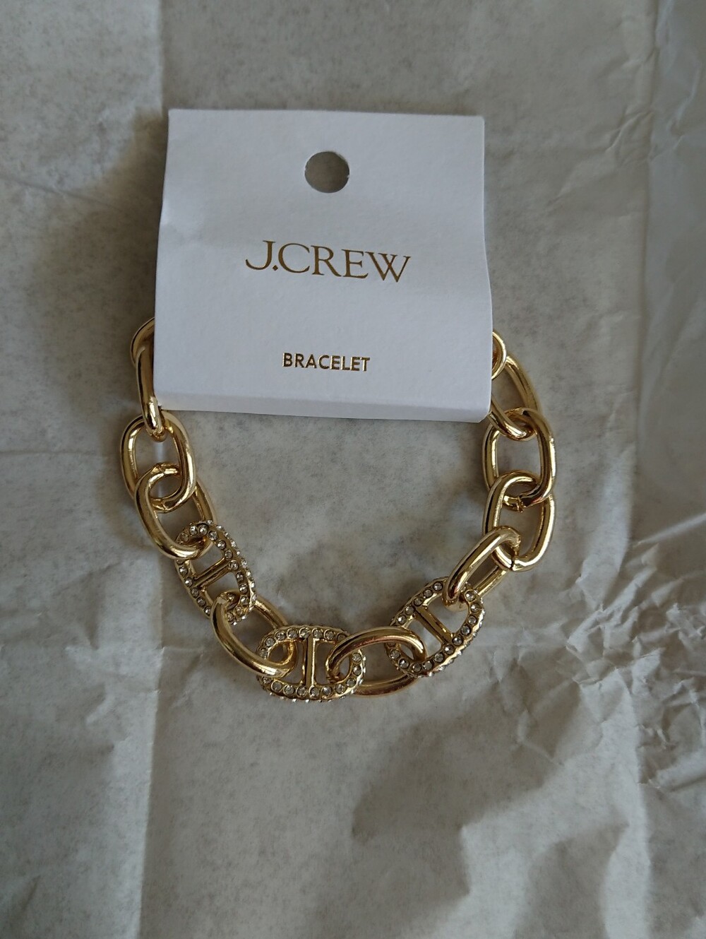 J. CREW gold tone with Crystal chainlink bracelet